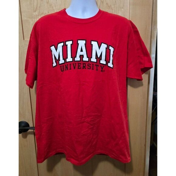 Miami University Red T-Shirt X-Large MV Sport Cotton Crewneck - Picture 2 of 5